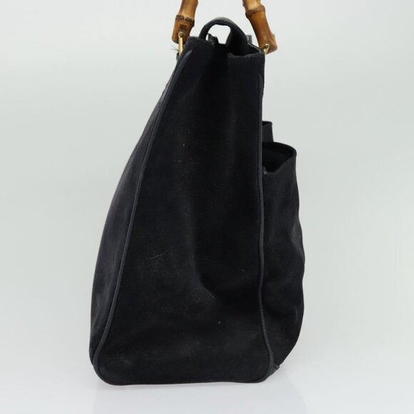 GUCCI Bamboo Hand Bag Suede Navy Gold 002 2855 0322 0 Auth ep10056 - Picture 5 of 16